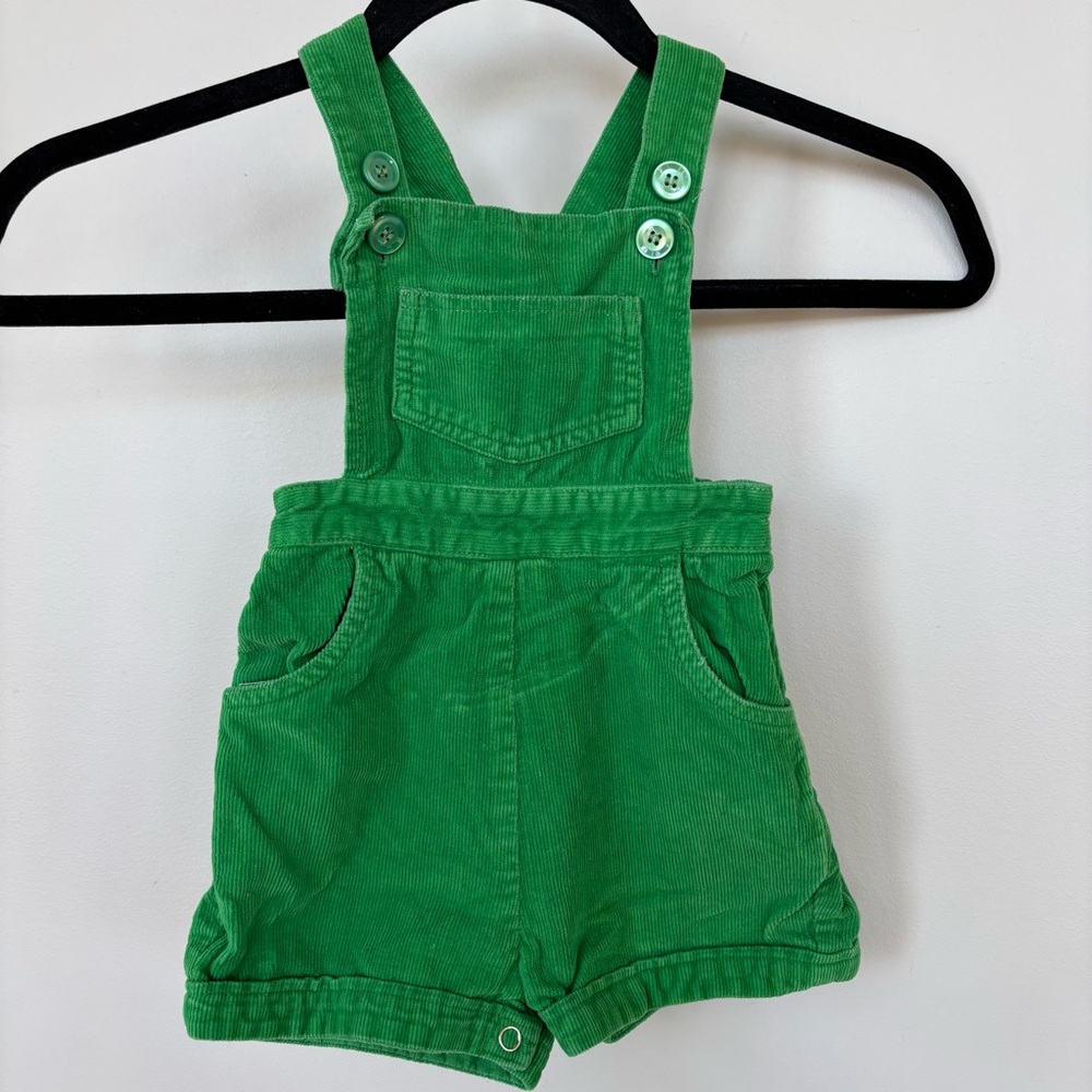 Vintage Sears Brand Green Corduroy Shorts‎ Overalls Size 12-18m